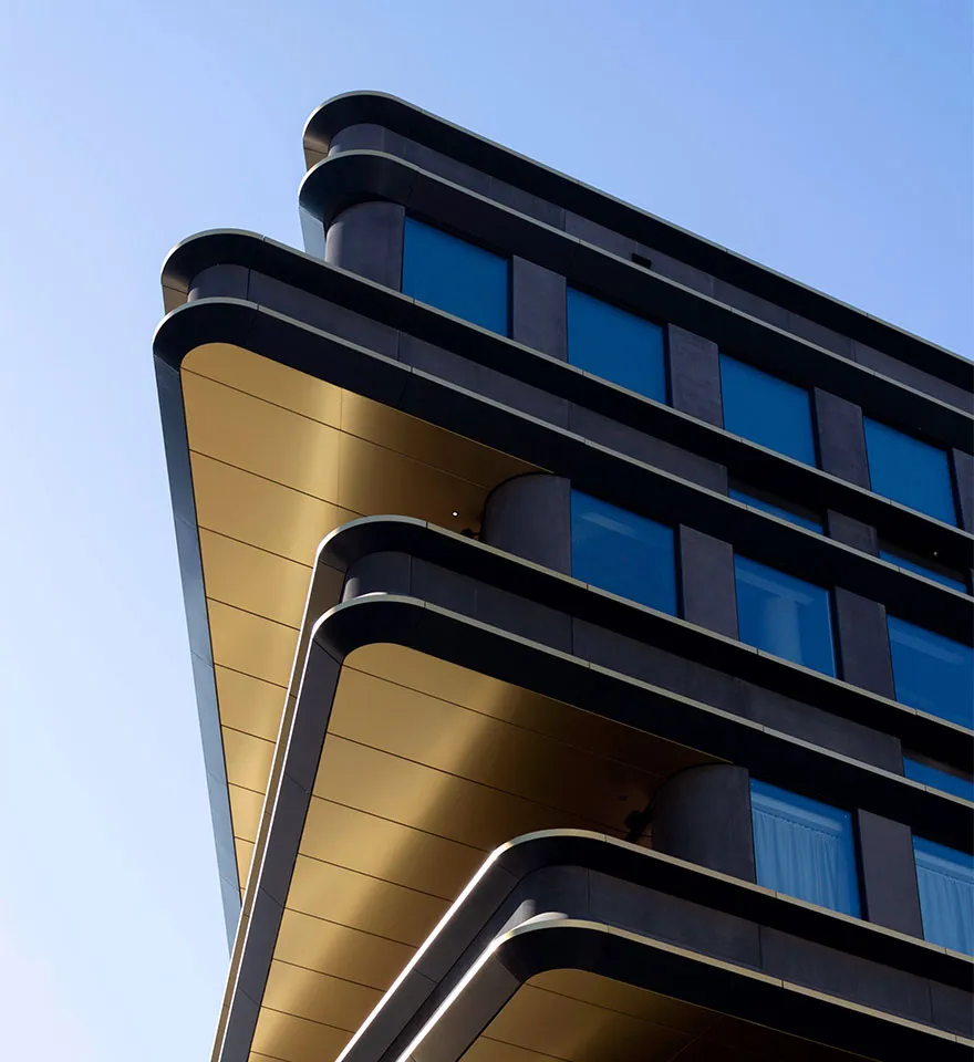 Office building with golden facade