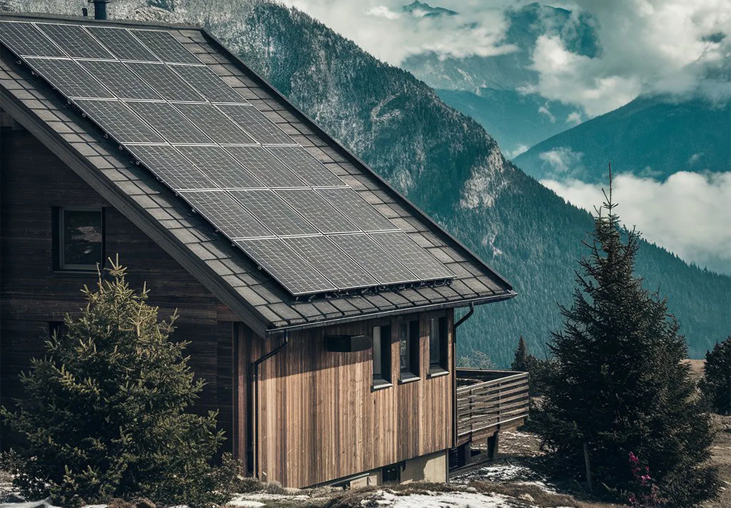 Solar panels on house roof