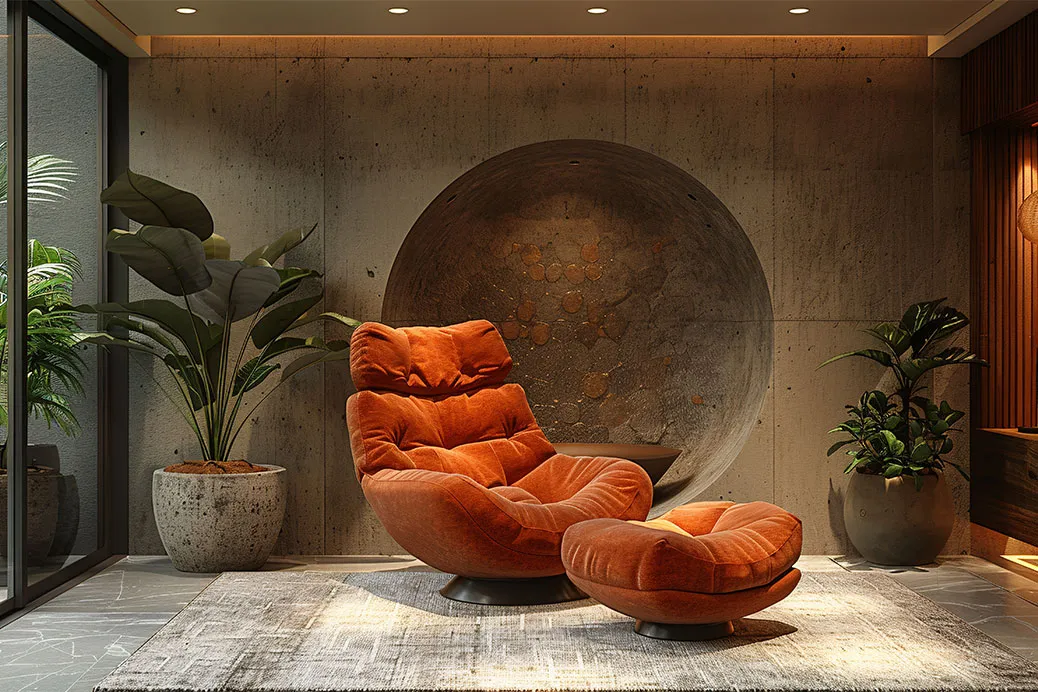 Room with a chair and plants