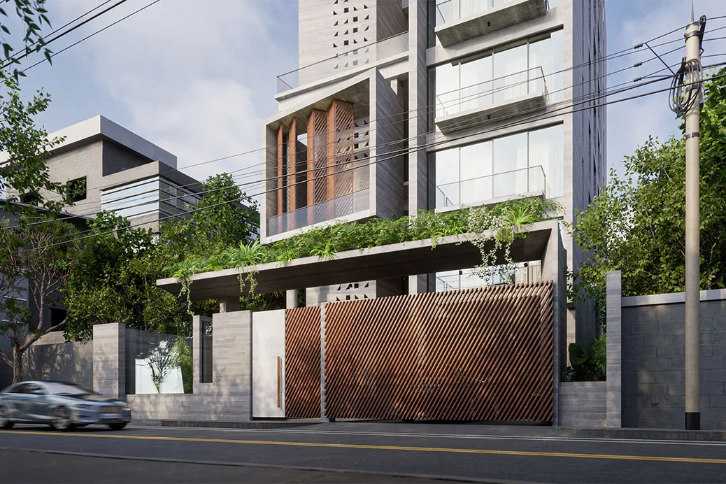 Dynamic exterior design of living spaces